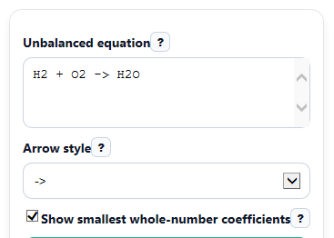 Example inputs for Chemical Equation Balancer Calculator