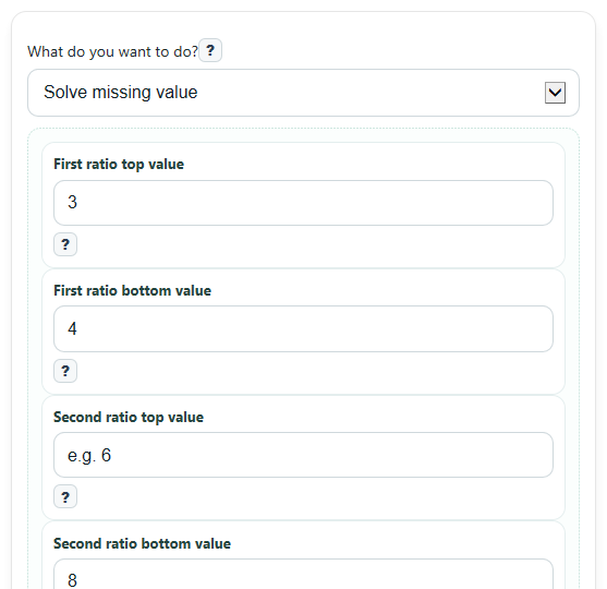 Example inputs for Cross Multiply Calculator