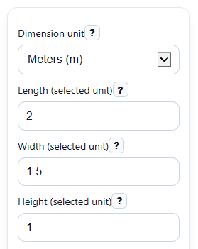 Example inputs for Cubic Meter Calculator