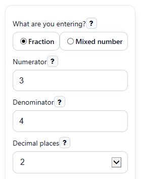 Example inputs for Fraction to Percent Calculator