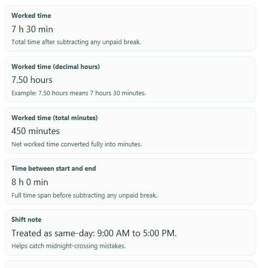 Hours Calculator