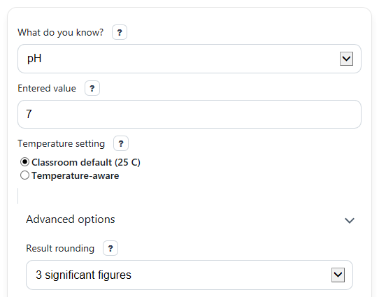 Example inputs for Hydrogen Ion Concentration Calculator