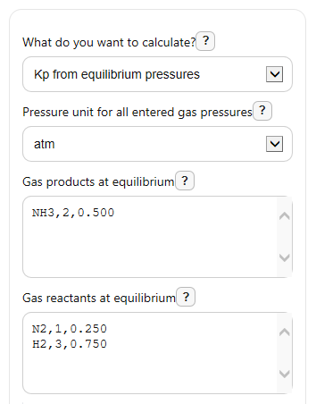 Example inputs for Kp Calculator