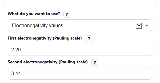 Example inputs for Percent Ionic Character Calculator