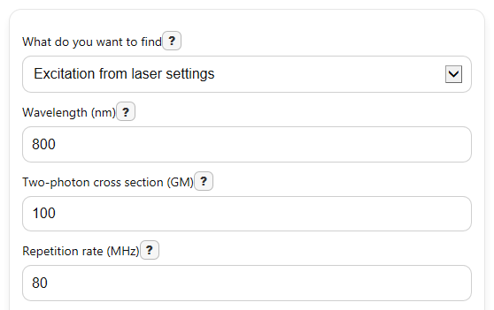 Example inputs for Two-Photon Absorption Calculator