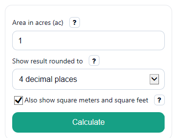 Example inputs for Acres to Hectares Converter