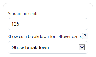 Example inputs for Cents to Dollars Calculator