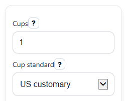 Example inputs for Cups to Fluid Ounces Converter