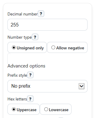Example inputs for Decimal to Hexadecimal Converter Calculator
