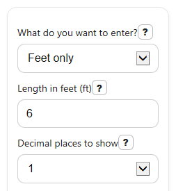Example inputs for Feet to Millimeters Converter