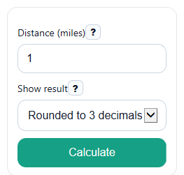 Example inputs for Miles to Meters Converter