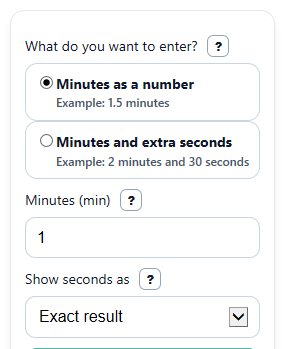 Example inputs for Minutes to Seconds Converter