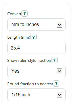mm to inches Converter