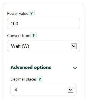 Example inputs for Power Converter