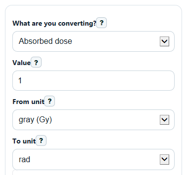 Example inputs for Radiation Converter