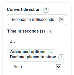 Example inputs for Seconds to Milliseconds Converter