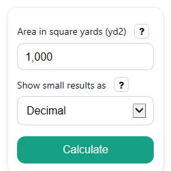 Example inputs for Square Yards to Square Miles Converter