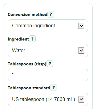 Example inputs for Tablespoons to Grams Converter