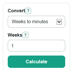 Example inputs for Weeks to Minutes Converter