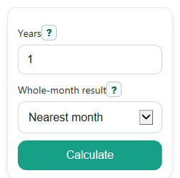 Example inputs for Years to Months Converter