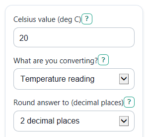 Example inputs for Celsius to Rankine Converter