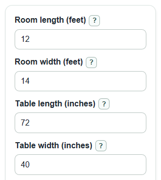 Example inputs for Dining Room Lighting Calculator