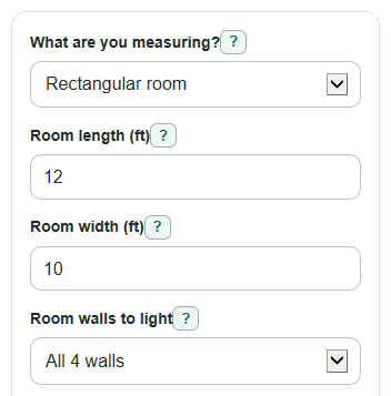 Example inputs for LED Strip Length Calculator