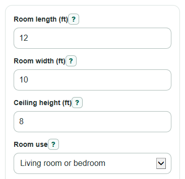 Example inputs for Light Fixture Layout Calculator