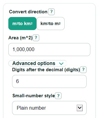 Square Meters to Square Kilometers Converter