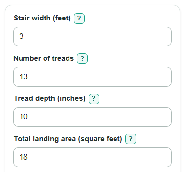 Example inputs for Stairwell Lighting Calculator