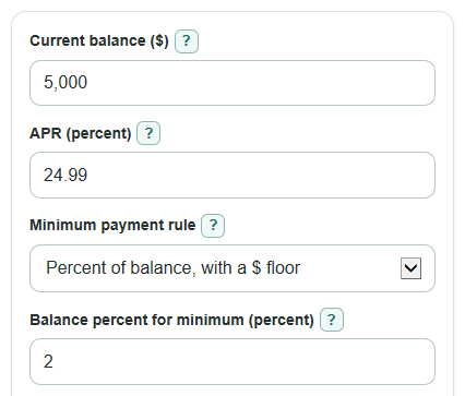 Credit Card Minimum Payment Calculator