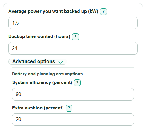 Home Battery Backup Size Calculator