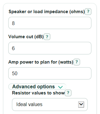 Example inputs for L Pad Attenuator Calculator