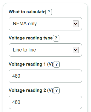 Example inputs for Three-Phase Voltage Unbalance Calculator