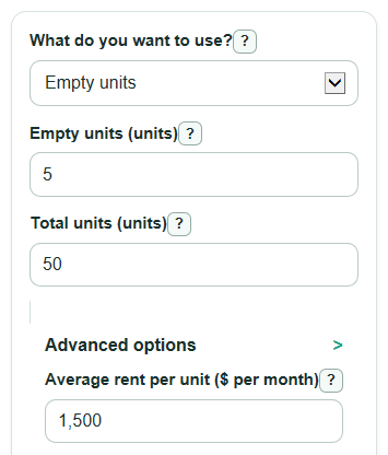 Example inputs for Vacancy Rate Calculator