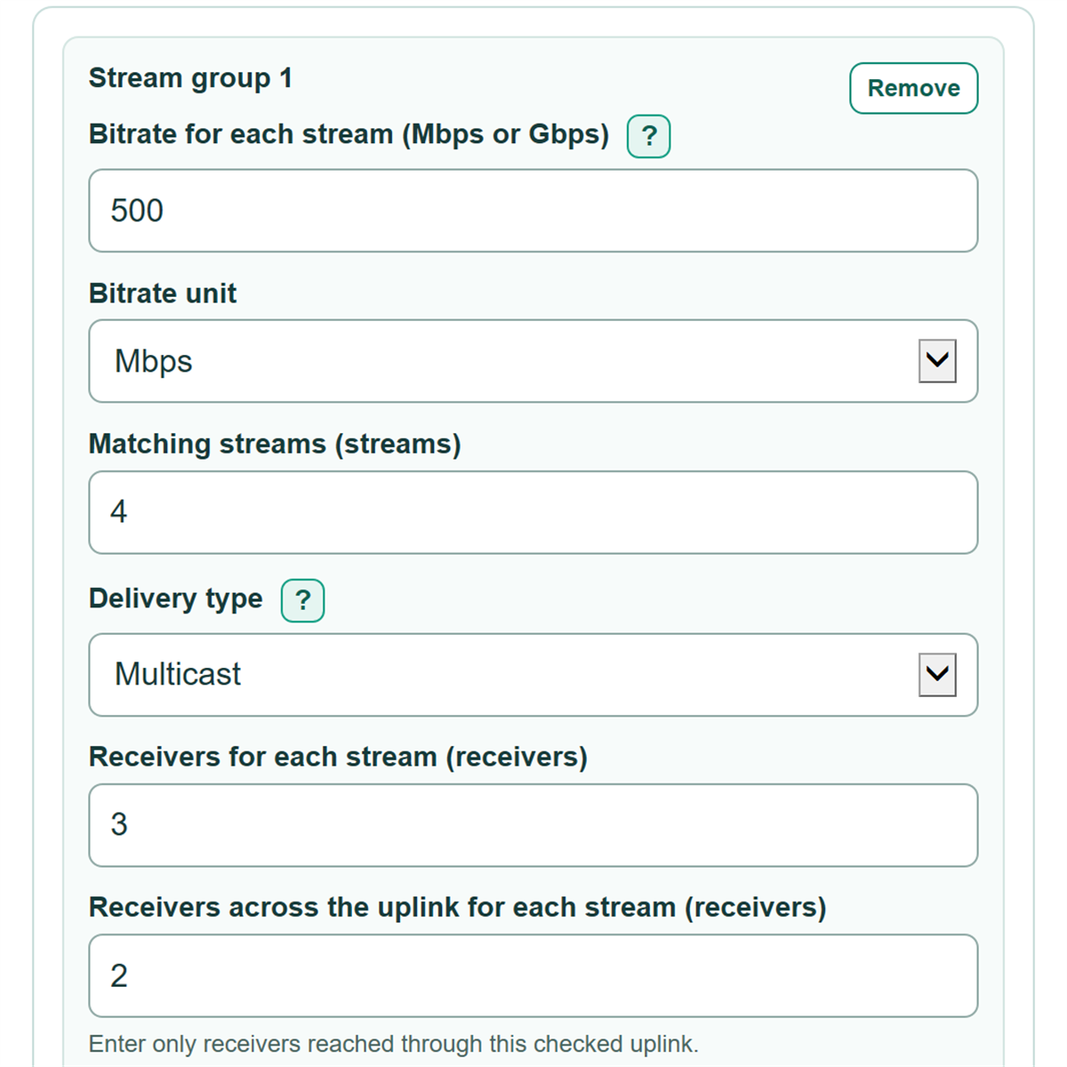 Example inputs for AV-over-IP Network Bandwidth and Switch Capacity Calculator