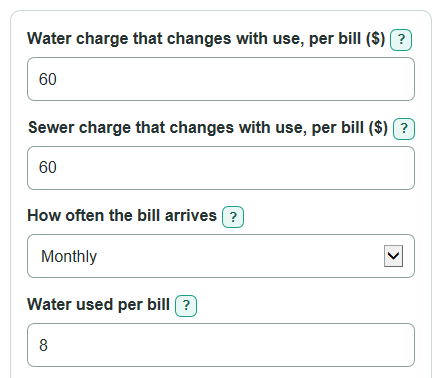 Example inputs for Water PRV Savings and Payback Calculator