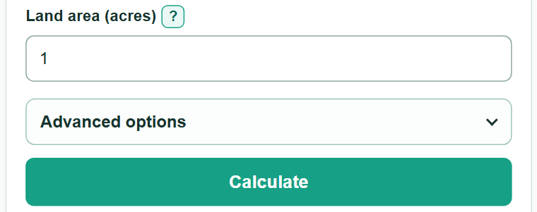 Example inputs for Acres to Square Meters Converter