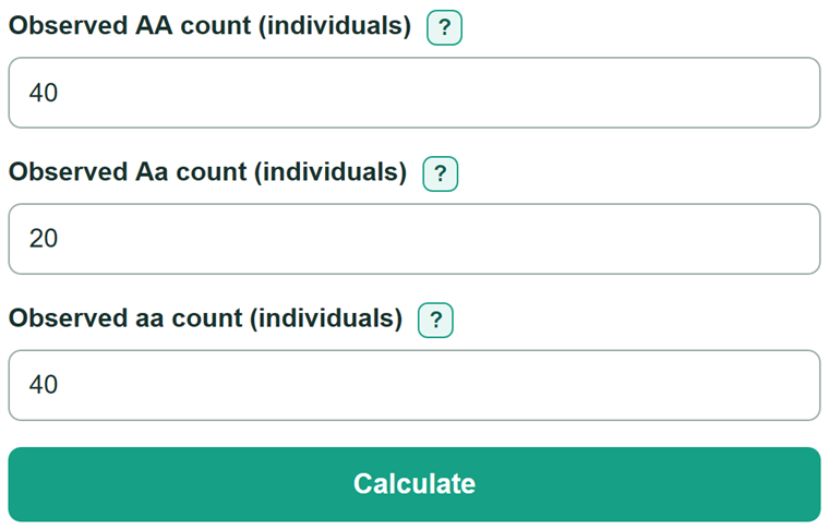 Example inputs for Allele Frequency Calculator
