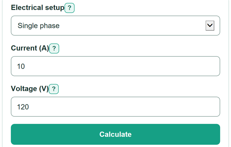 Example inputs for Amps to kVA Calculator