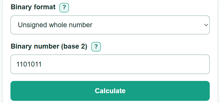 Example inputs for Binary to Octal Converter