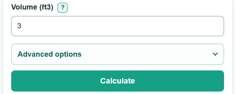Example inputs for Cubic Feet to Cubic Yards Converter