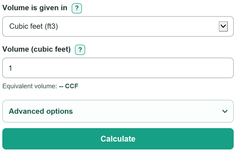 Example inputs for Cubic Feet to Gallons Converter