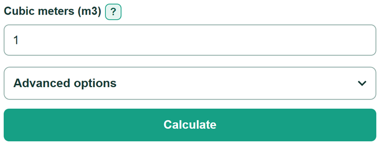 Example inputs for Cubic Meters to Liters Converter