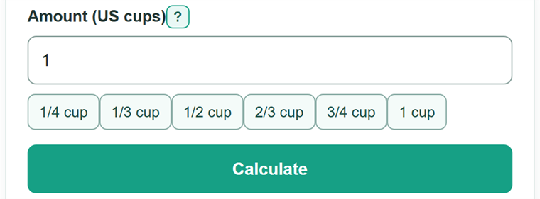 Example inputs for Cups to Tablespoons Converter