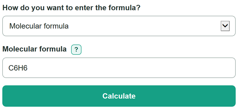 Example inputs for Degree of Unsaturation Calculator