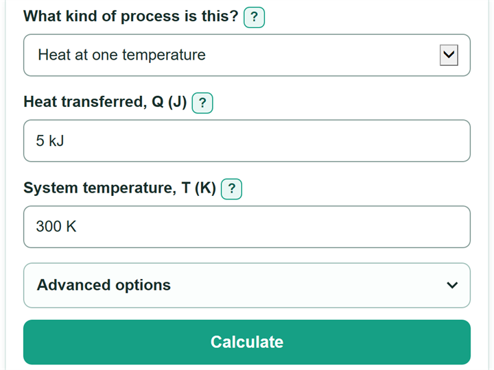 Example inputs for Entropy Calculator
