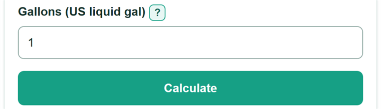 Example inputs for Gallons to Quarts Converter