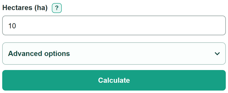 Example inputs for Hectares to Square Miles Converter