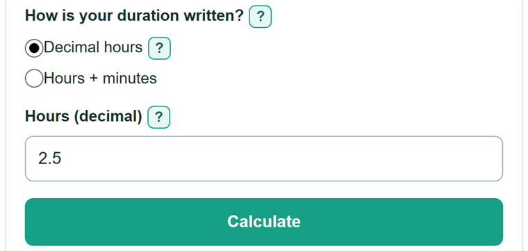 Example inputs for Hours to Minutes Converter